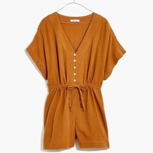 Madewell Lightspun Romper Coverup Rust Color - Size Small